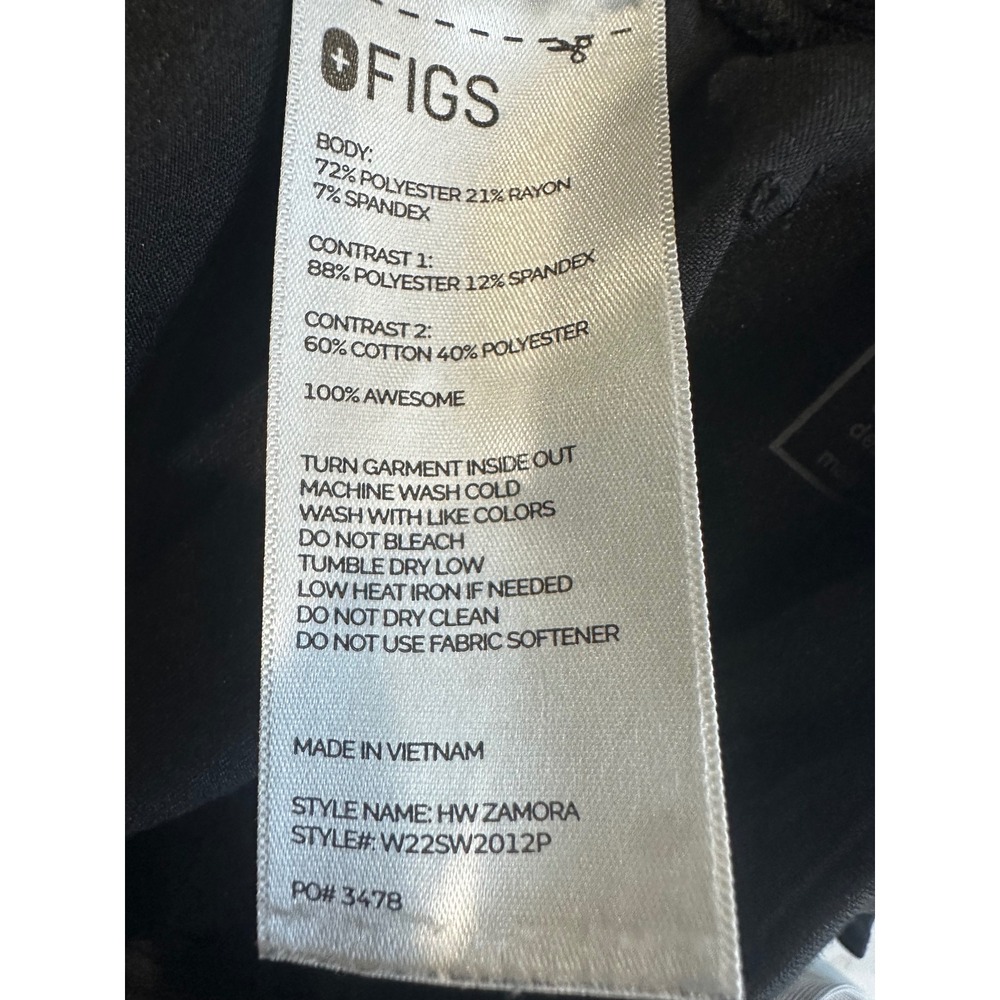 FIGS HW Zamora Jogger Scrub Pants Black High Waist Petite Large W22SW2012P - Picture 4 of 7